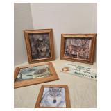 Framed Wildlife Prints & Cat Sign Lot