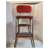 Vintage Cosco Red Metal Step Stool Chair