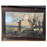 Antique The End of Day Farm Scene Framed Print