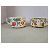 Vintage Soup Mug Set w/ Vegetable Designs