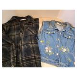 Womenï¿½s Denim Jacket & Plaid Coat Lot