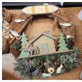 Lot of 3 Home Decor Items Wreath & More