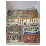 Indiana License Plates Lot (8) Vintage