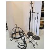 Wrought Iron Fireplace Tool Set & Decor