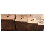 4 PC MCM Wooden Canister Set Stackable