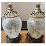 Two Cracked Glass Light Up Vases