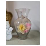 Angel Statue, Snowman & Floral Vase