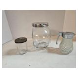 Vintage Glass Jar, Shaker & Syrup Dispenser