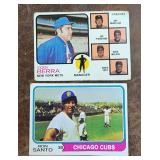 2 Topps 1970s Yogi Berra & Ron Santo Cards