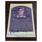 Hank Aaron Signed Hall Of Fame Plaque Postcard