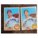 Two 1968 Topps Ron Santo Cards