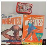2 1990s Michael Wheaties Boxes & Metal Tin