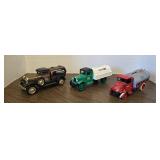 3 VTG die-cast metal coin bank trucks