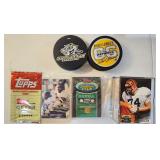 VTG Sports Card Lot Sealed Packs/Sets & NHL Pucks