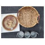 Lot of 3 Mixed Lot Basket/Plate & More