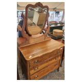 Antique Oak Dresser & Mirror
