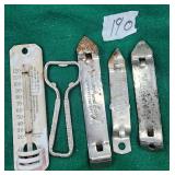 Lot of 5 VTG Advertising Bottle Openers & Thermome