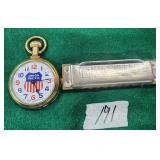 Lot Of 2 VTG harmonica & RR Pocket Watch