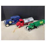 Lot of 3 VTG metal car coin banks