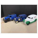 Lot of 3 VTG metal car coin banks