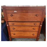 Antique Cherry 5 Drawer Wood Chest