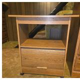 Oak-Finish Cabinet with Drawer and Shelf