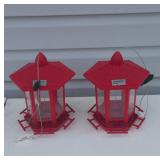 Red Hexagonal Bird Feeders