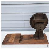 Antique Grain Grinder with Wooden Base