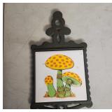 Decorative Metal and Ceramic Mushroom Trivet