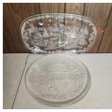 Glass Serving Tray and Plate with Winter Scene