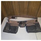 Leather Tool Belt with Dual Pouches