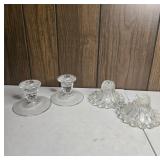 Four Clear Glass Candle Holders