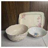 Lenox Bowl Lot with Floral Tray and Bowl