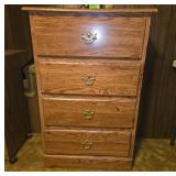 Four-Drawer Wooden Chest with Brass Handles