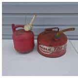 Two Red Fuel Cans: Plastic and Galvanized