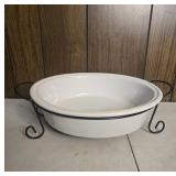 Ceramic Dish with Metal Stand