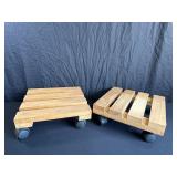 Two Wooden Plant Caddies