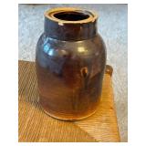 8-Inch Vintage Brown Glazed Stoneware Jar