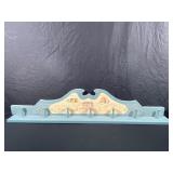 Wooden Wall-Mounted Coat Rack with Painted Design