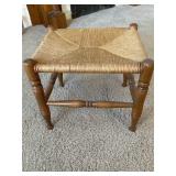 Wooden Stool with Woven Rush Seat
