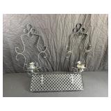 Wrought Iron Candle Holders with Shelf