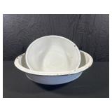 Two White Enamelware Basins