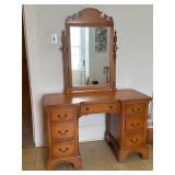 Wooden Vanity With Mirror and Drawers