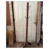 Wooden Coat Rack with Metal Hooks