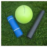 Exercise Ball, Foam Roller, and Mat Set