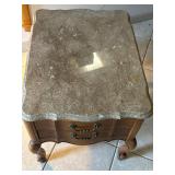 Wood End Table with Marble Top