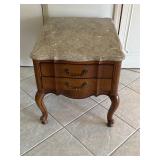 Wood and Marble-Top End Table