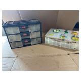 Two Plastic Storage Organizers With Tools