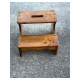 Wooden Two-Step Stool with Handle Cutout