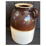 Brown and White Two-Tone Stoneware Jug